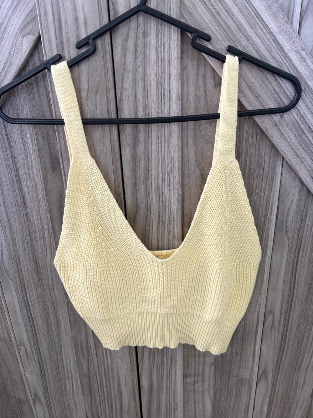 Z Supply Yellow Knit V-Neck Cropped Tank